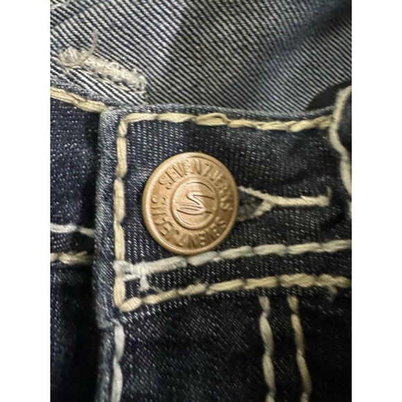 Seven 7 Jeans Womens 10 Blue Racker Slim Pockets Sticthing Flared - Picture 4 of 12